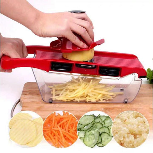 R&S Trader || 10 In 1 Mandoline Slicer Vegetable Cutter With Stainless Steel Blade Manual Potato Peeler Carrot Cheese Grater Dicer Kitchen Tool Pink With Box |-041
